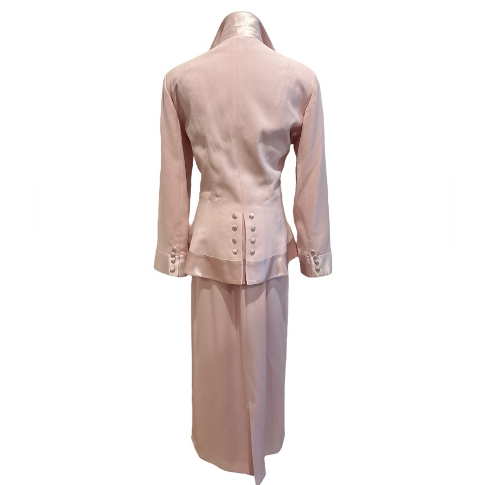 90s 2PC HEISER-EGAN PASTEL PINK MOTHER OF THE BRIDE BLAZER & MAXI SKIRT SZ 12 - Picture 5 of 12